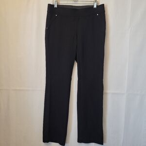 INC Solid Black Pull-On Pants Straight Leg Stretch Waistband Size 4